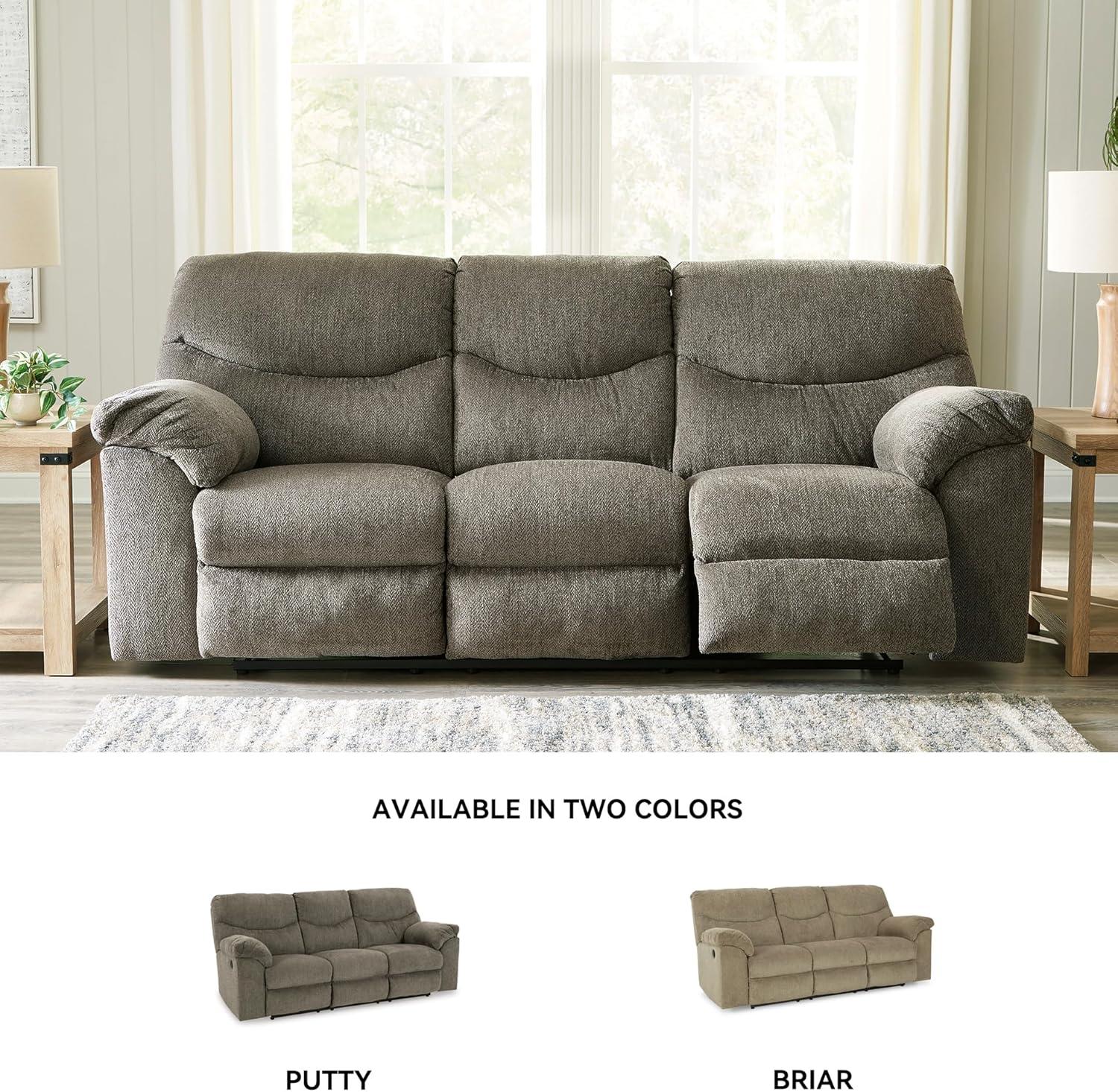imageSignature Design by Ashley Alphons Transitional Tufted Reclining Sofa Light GrayBrown
