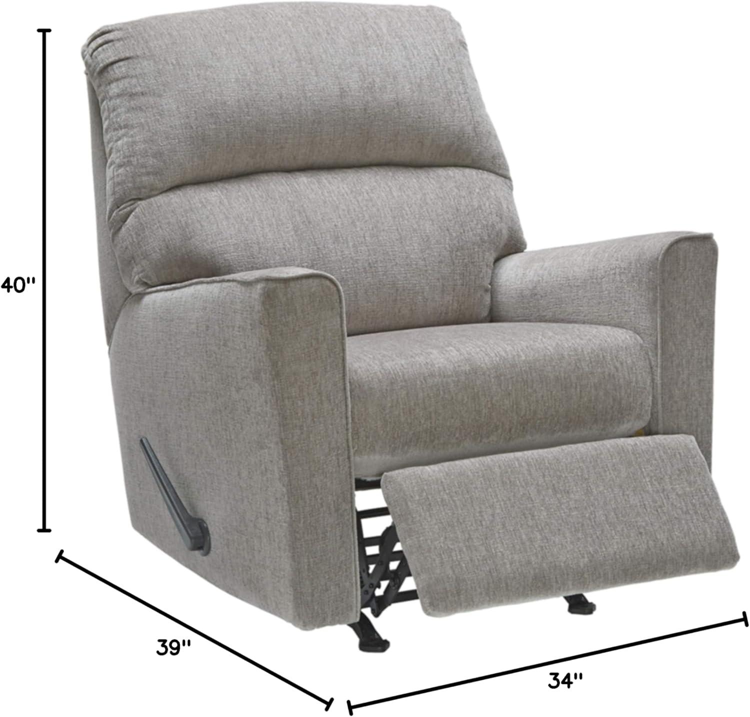 imageSignature Design by Ashley Altari Rocker Recliner Chair Plush Chenille Upholstered Reclining Chair Gentle Rocking Motion Cozy Seating for Everyday Relaxation 34 W x 39 D x 40 HGrey