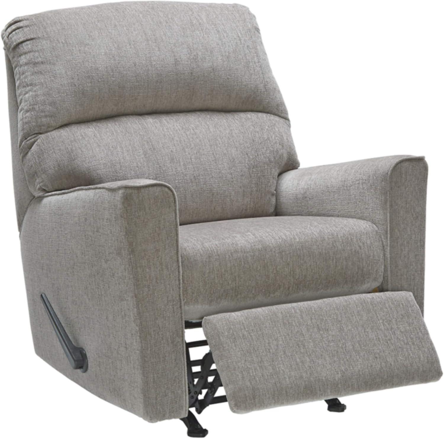 imageSignature Design by Ashley Altari Rocker Recliner Chair Plush Chenille Upholstered Reclining Chair Gentle Rocking Motion Cozy Seating for Everyday Relaxation 34 W x 39 D x 40 HGrey