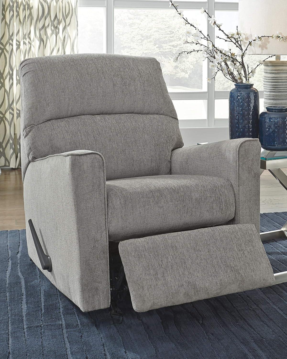 imageSignature Design by Ashley Altari Rocker Recliner Chair Plush Chenille Upholstered Reclining Chair Gentle Rocking Motion Cozy Seating for Everyday Relaxation 34 W x 39 D x 40 HGrey