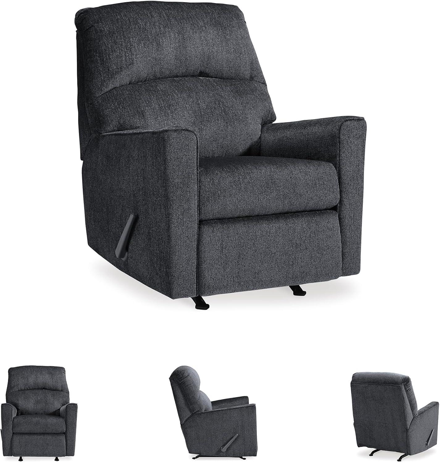imageSignature Design by Ashley Altari Rocker Recliner Chair Plush Chenille Upholstered Reclining Chair Gentle Rocking Motion Cozy Seating for Everyday Relaxation 34 W x 39 D x 40 HCharcoal