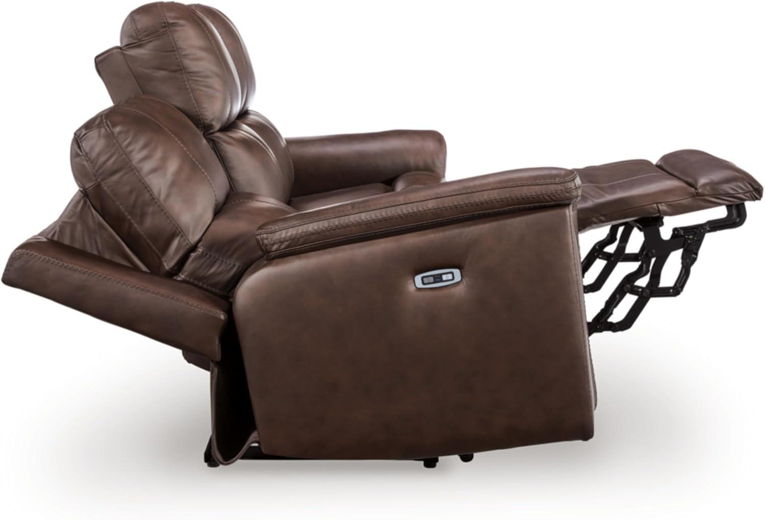 imageSignature Design by Ashley Beryton Power Reclining Loveseat with Console amp Adjustable Headrest USBA amp USBC Charging Leather 75 W x 41 D x 43 H BrownPower Reclining Sofa