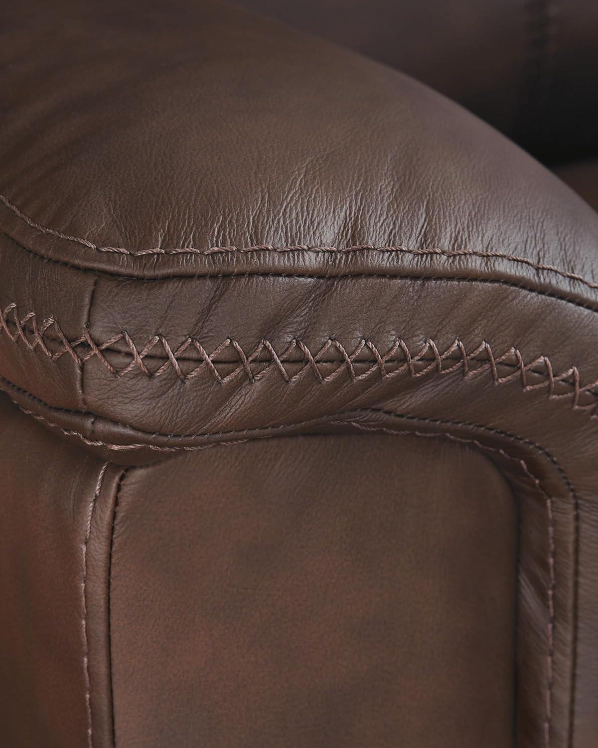 imageSignature Design by Ashley Beryton Power Reclining Loveseat with Console amp Adjustable Headrest USBA amp USBC Charging Leather 75 W x 41 D x 43 H BrownPower Reclining Sofa