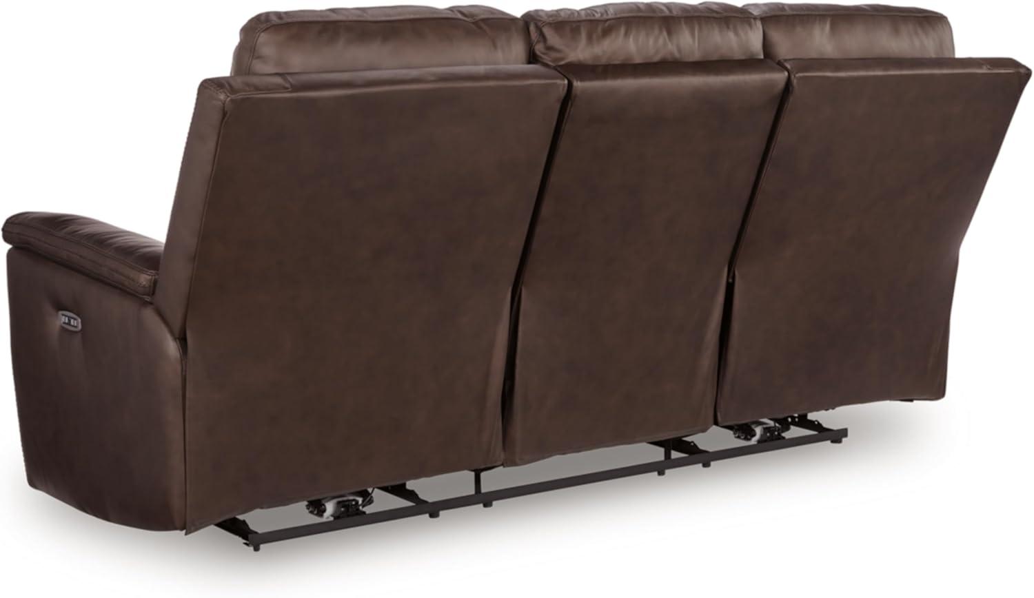 imageSignature Design by Ashley Beryton Power Reclining Loveseat with Console amp Adjustable Headrest USBA amp USBC Charging Leather 75 W x 41 D x 43 H BrownPower Reclining Sofa