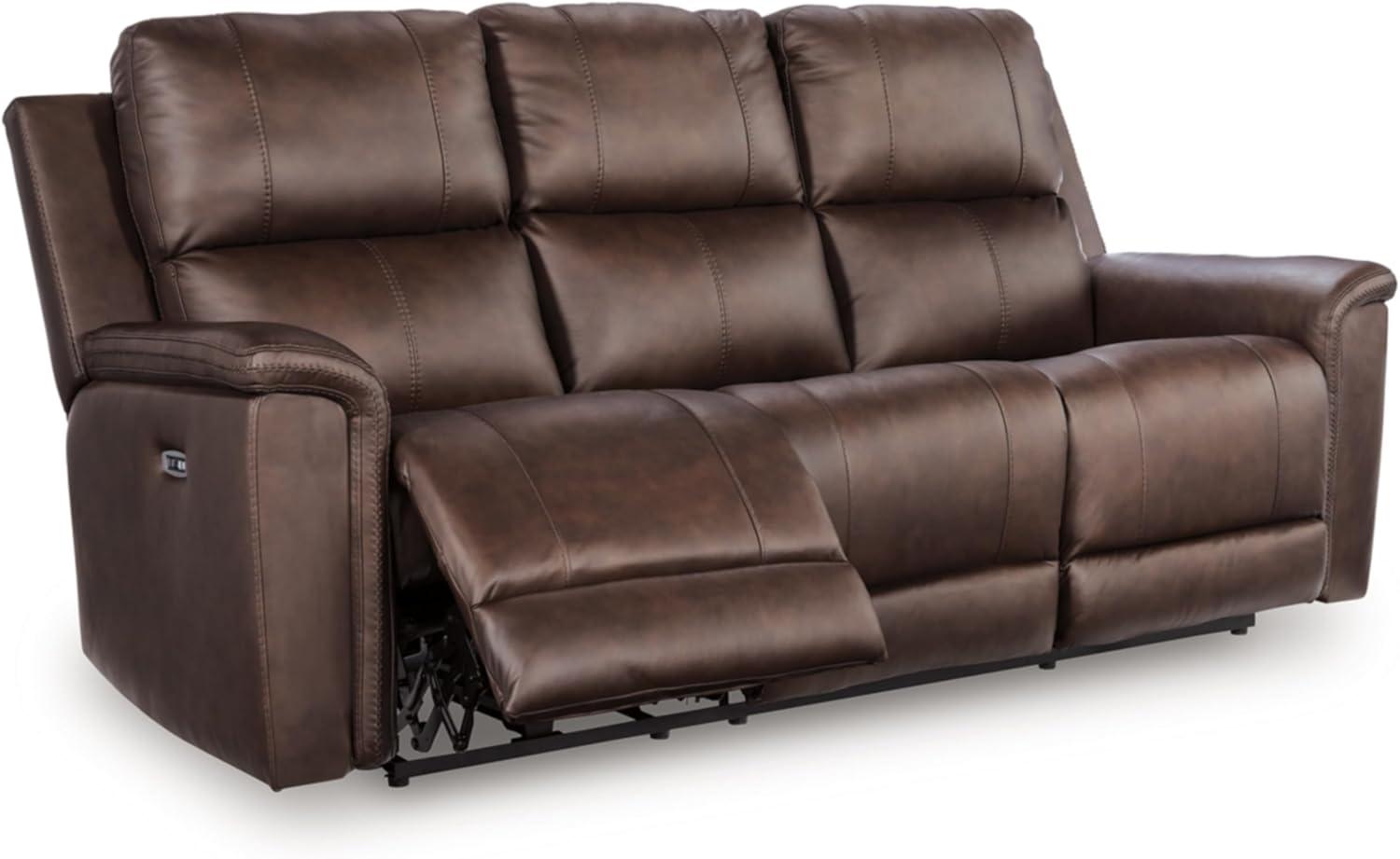imageSignature Design by Ashley Beryton Power Reclining Loveseat with Console amp Adjustable Headrest USBA amp USBC Charging Leather 75 W x 41 D x 43 H BrownPower Reclining Sofa