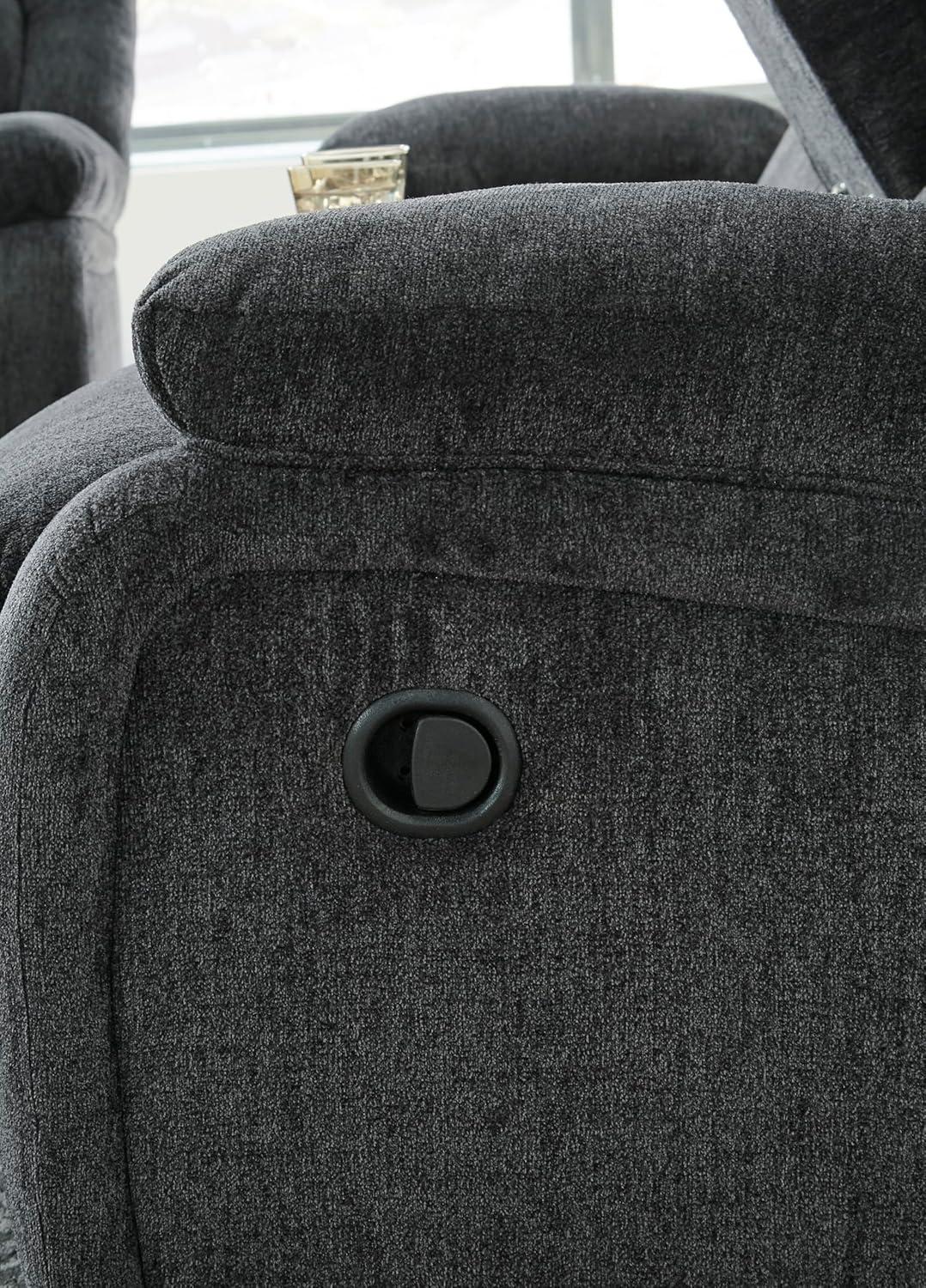 imageSignature Design by Ashley Draycoll Contemporary Reclining Loveseat with Storage Console and Cup Holders Pull Tab Reclining 21 Seat Height Dark GrayGrey