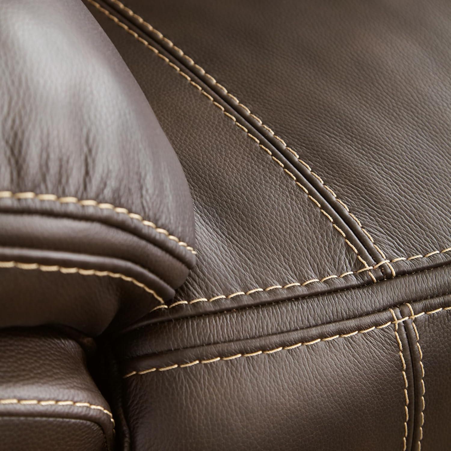 imageSignature Design by Ashley Dunleith Contemporary Leather Match Wall Hugger 3Piece Power Reclining Loveseat with Console Adjustable Headrest and USB Ports Dark Brown