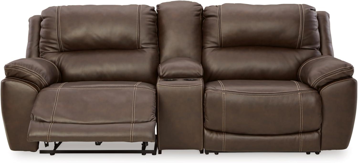 imageSignature Design by Ashley Dunleith Contemporary Leather Match Wall Hugger 3Piece Power Reclining Loveseat with Console Adjustable Headrest and USB Ports Dark Brown