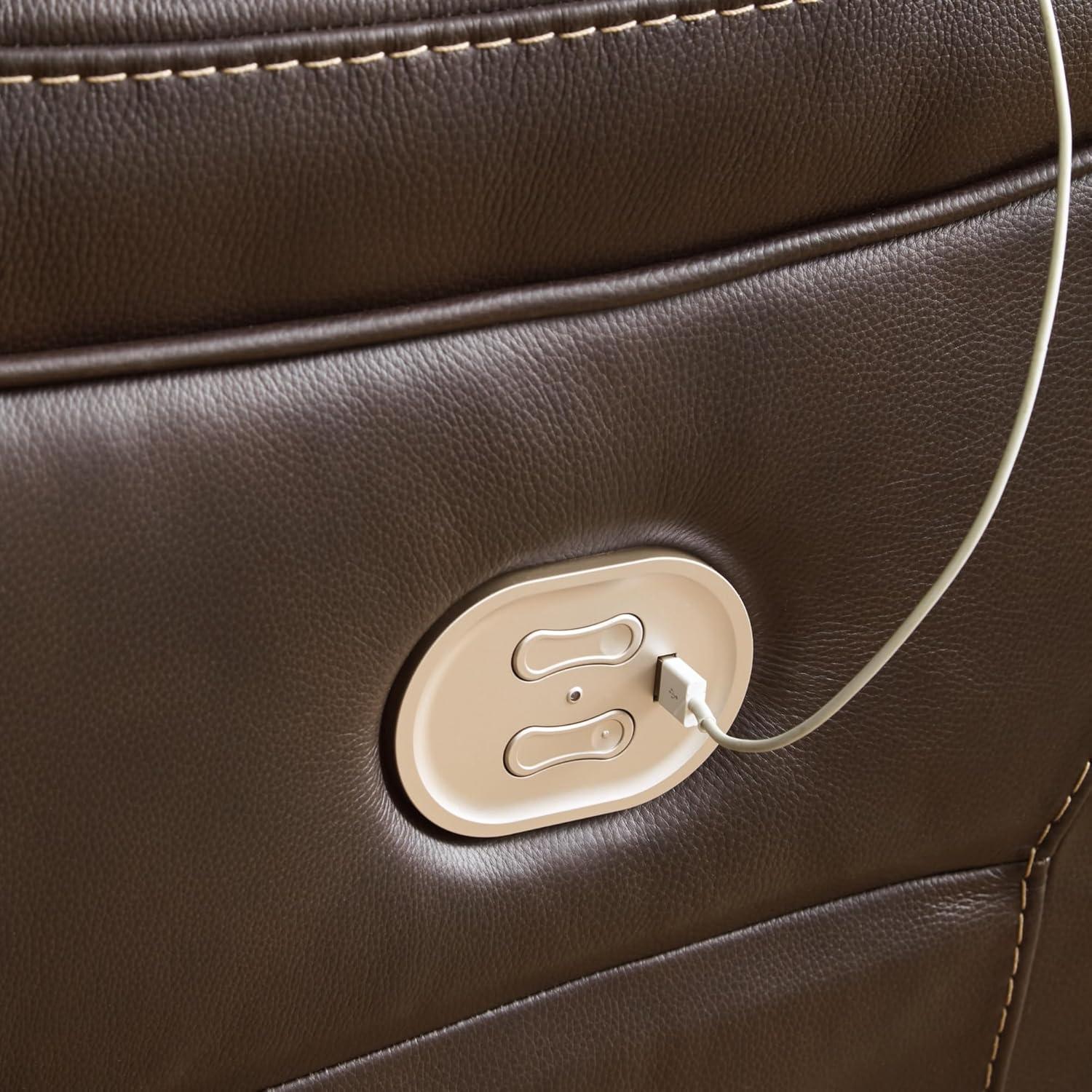 imageSignature Design by Ashley Dunleith Contemporary Leather Match Wall Hugger 3Piece Power Reclining Loveseat with Console Adjustable Headrest and USB Ports Dark Brown