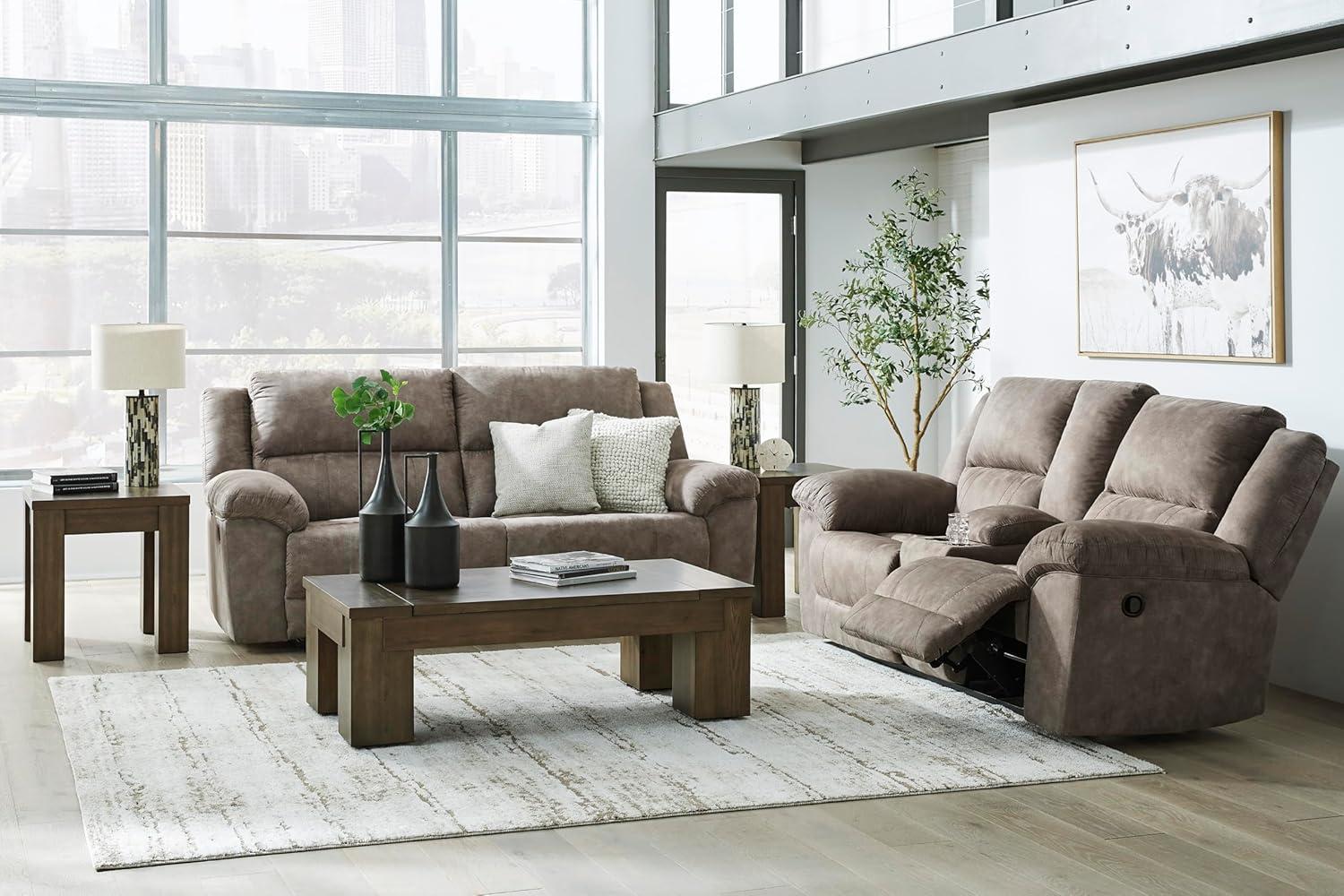 imageSignature Design by Ashley Laresview Urban Faux Leather Manual Zero Wall Wide Seat Recliner with PillowTop Arms GrayReclining 2Seater
