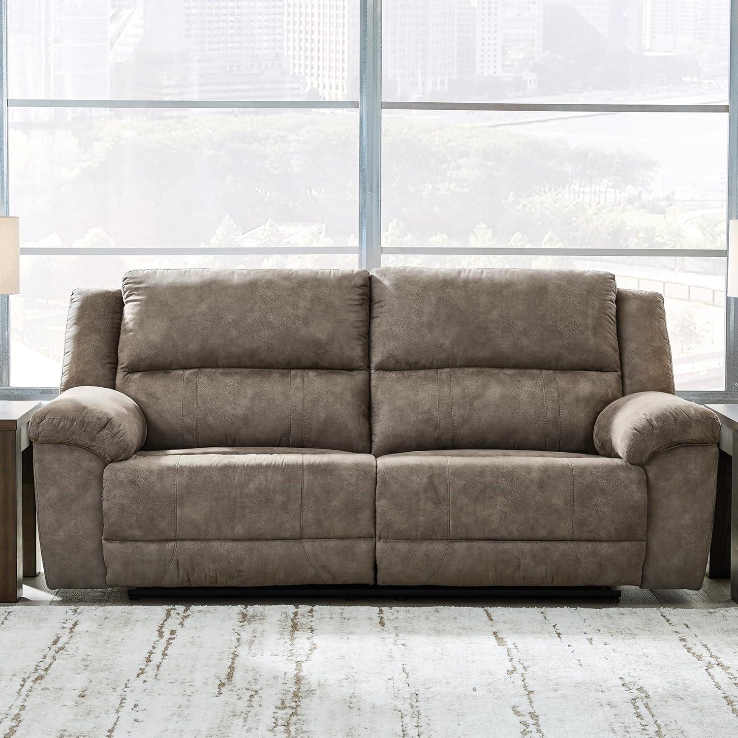 imageSignature Design by Ashley Laresview Urban Faux Leather Manual Zero Wall Wide Seat Recliner with PillowTop Arms GrayReclining 2Seater