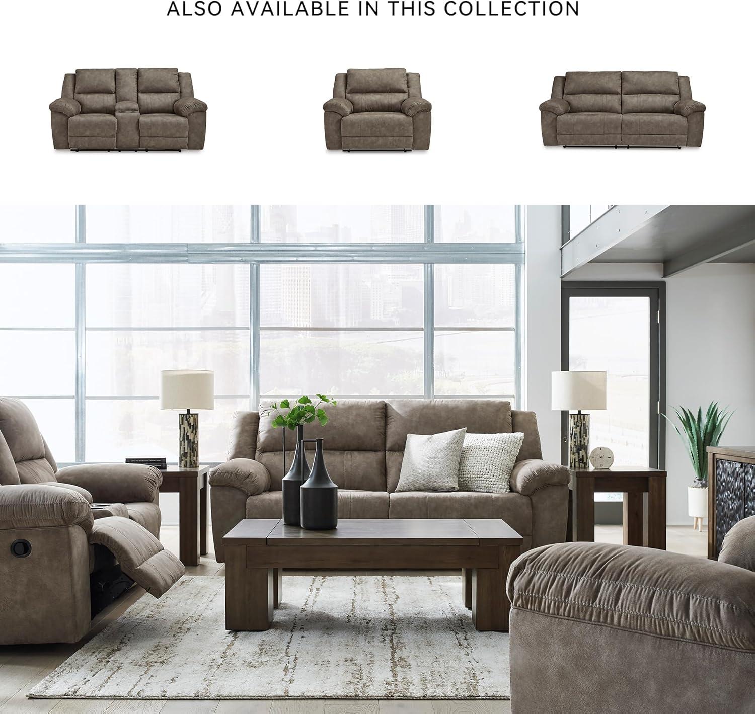 imageSignature Design by Ashley Laresview Urban Faux Leather Manual Zero Wall Wide Seat Recliner with PillowTop Arms GrayReclining 2Seater