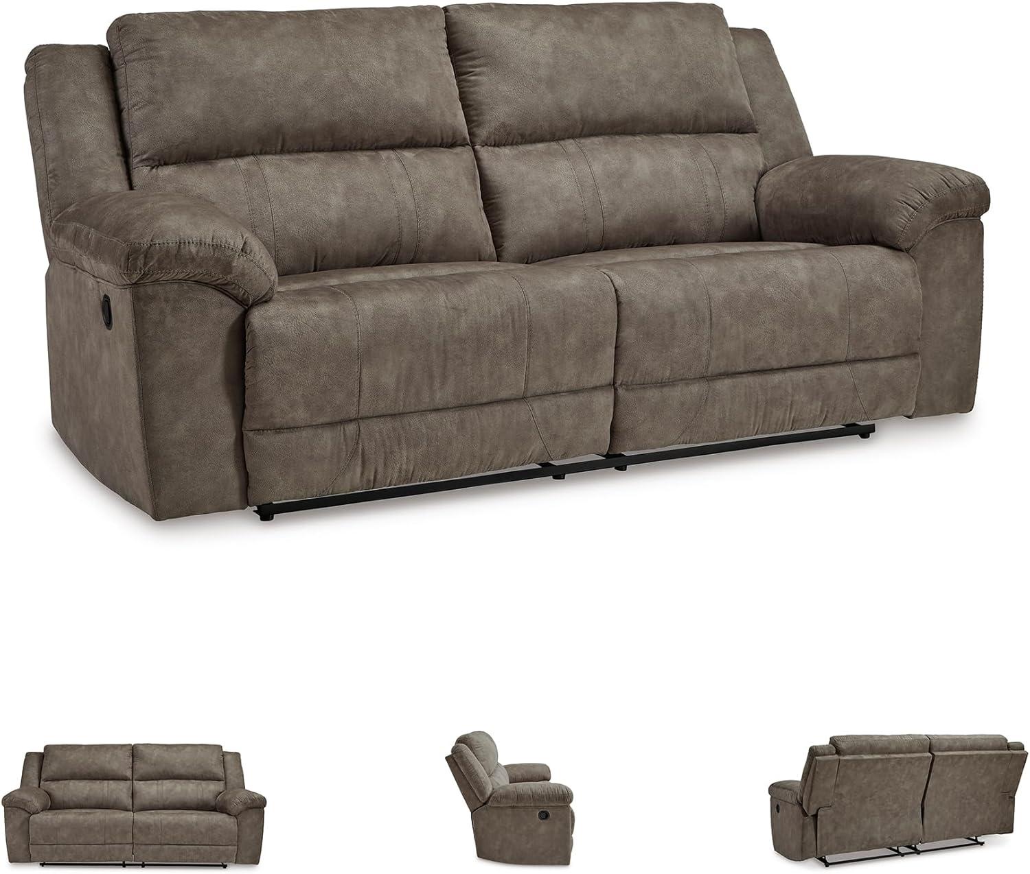 imageSignature Design by Ashley Laresview Urban Faux Leather Manual Zero Wall Wide Seat Recliner with PillowTop Arms GrayReclining 2Seater