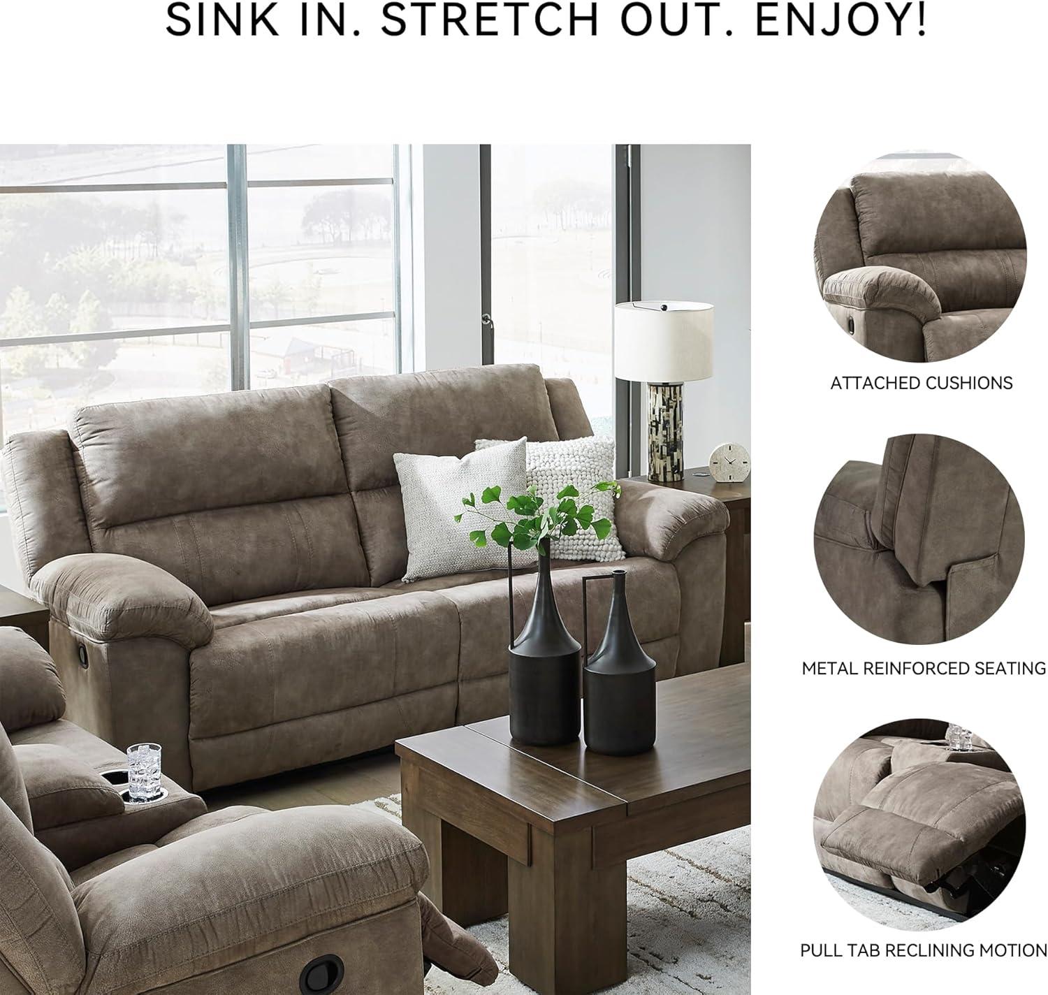 imageSignature Design by Ashley Laresview Urban Faux Leather Manual Zero Wall Wide Seat Recliner with PillowTop Arms GrayReclining 2Seater