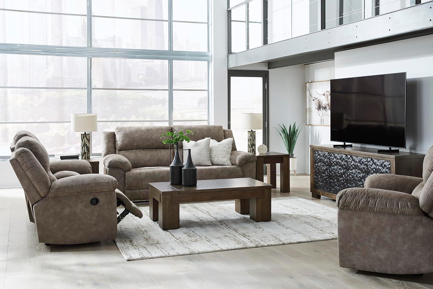 imageSignature Design by Ashley Laresview Urban Faux Leather Manual Zero Wall Wide Seat Recliner with PillowTop Arms GrayReclining 2Seater