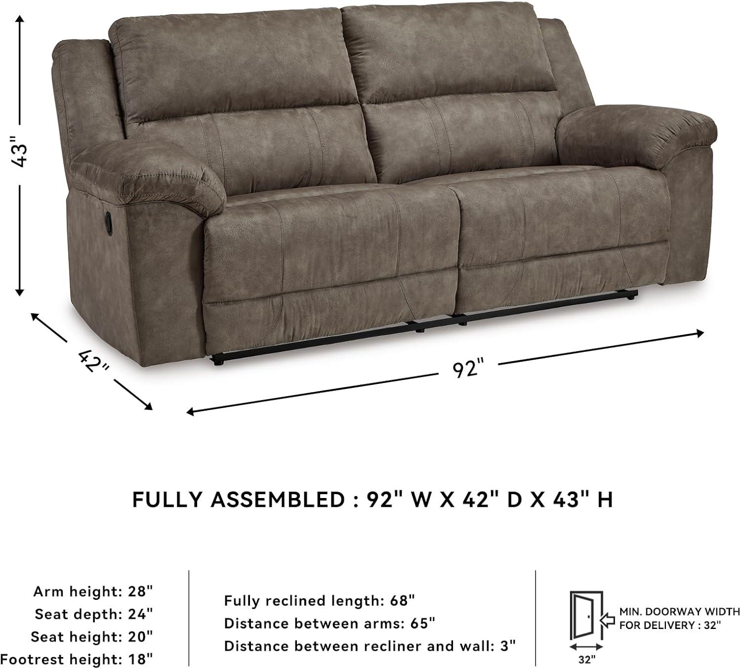 imageSignature Design by Ashley Laresview Urban Faux Leather Manual Zero Wall Wide Seat Recliner with PillowTop Arms GrayReclining 2Seater