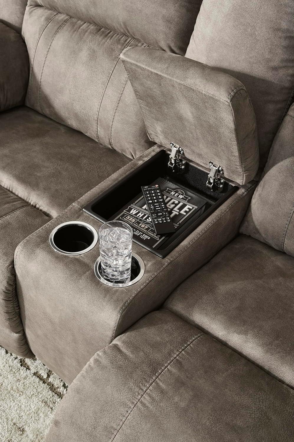 imageSignature Design by Ashley Laresview Urban Faux Leather Manual Zero Wall Wide Seat Recliner with PillowTop Arms GrayReclining Loveseat