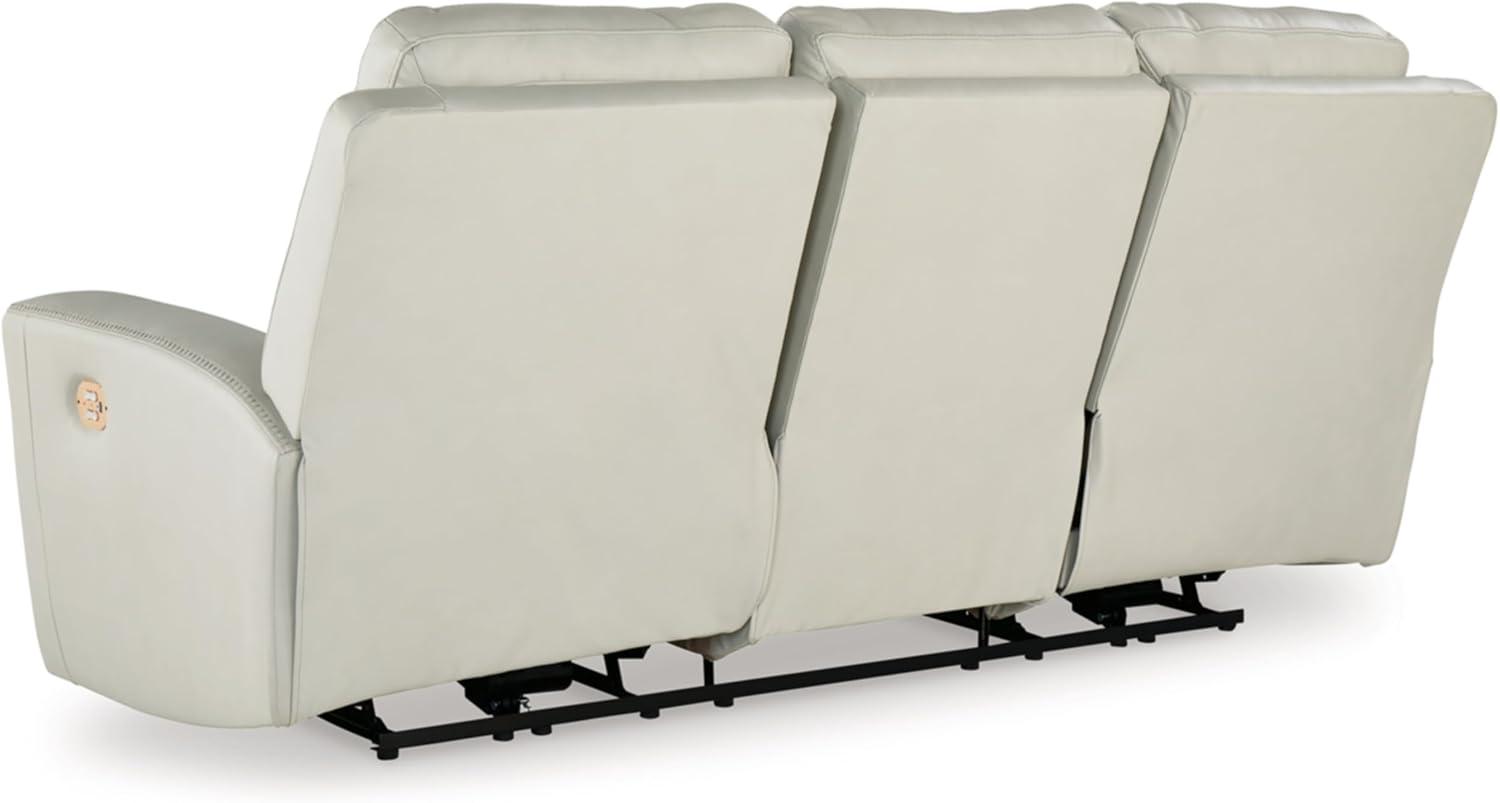 imageSignature Design by Ashley Mindanao Contemporary Power Reclining Sofa with Adjustable Headrest and ZeroDraw USB Charging Leather 21 Seat Height Off White