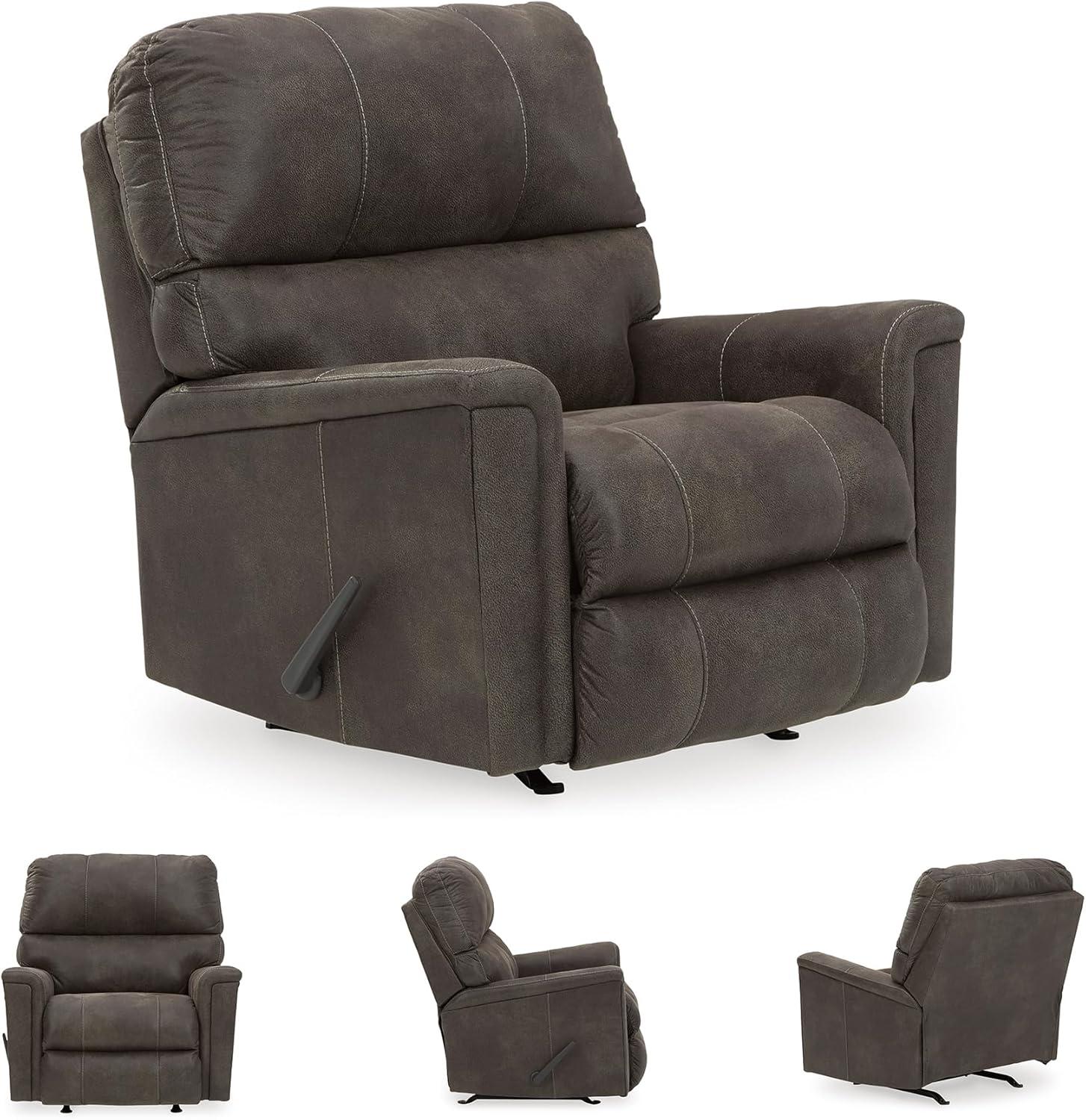 imageSignature Design by Ashley Navi Traditional Faux Leather Manual Rocker Recliner GrayGrey