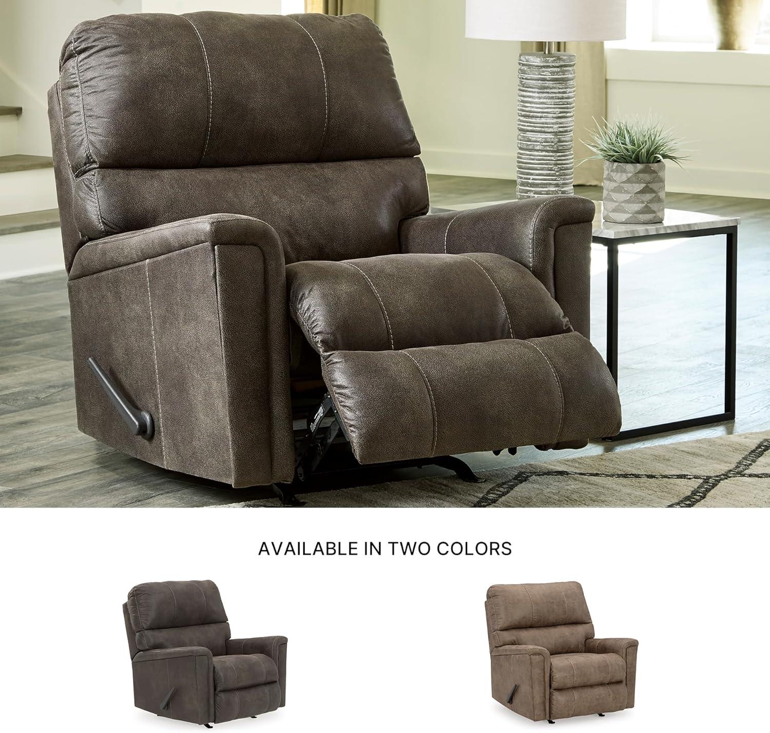 imageSignature Design by Ashley Navi Traditional Faux Leather Manual Rocker Recliner GrayGrey