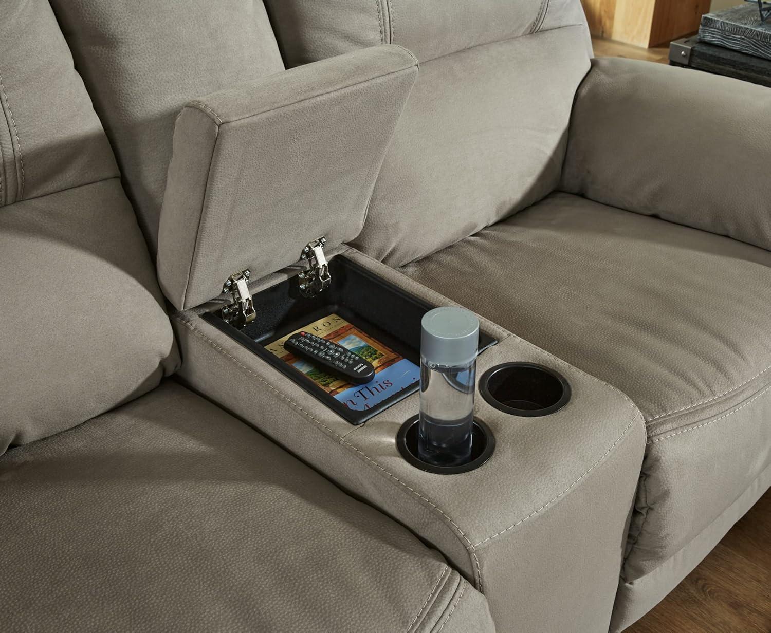 imageSignature Design by Ashley NextGen Gaucho Classic Reclining Loveseat with Console BeigeLight Gray