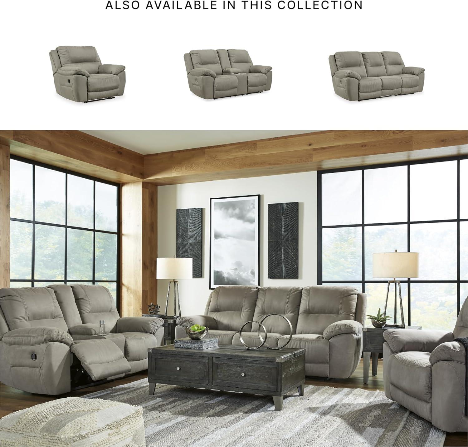 imageSignature Design by Ashley NextGen Gaucho Classic Reclining Loveseat with Console BeigeLight Gray