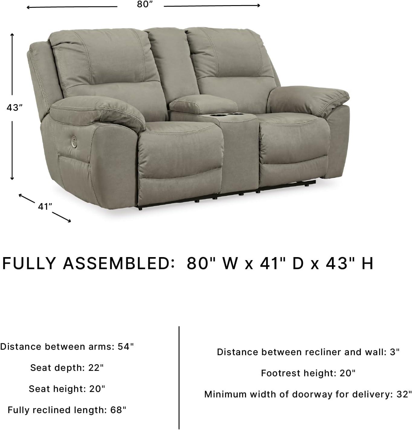 imageSignature Design by Ashley NextGen Gaucho Classic Reclining Loveseat with Console BeigeLight Gray