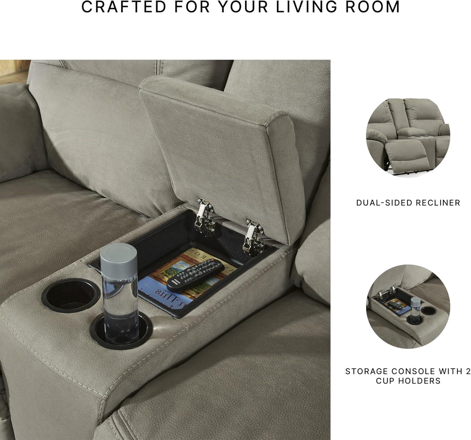 imageSignature Design by Ashley NextGen Gaucho Classic Reclining Loveseat with Console BeigeLight Gray