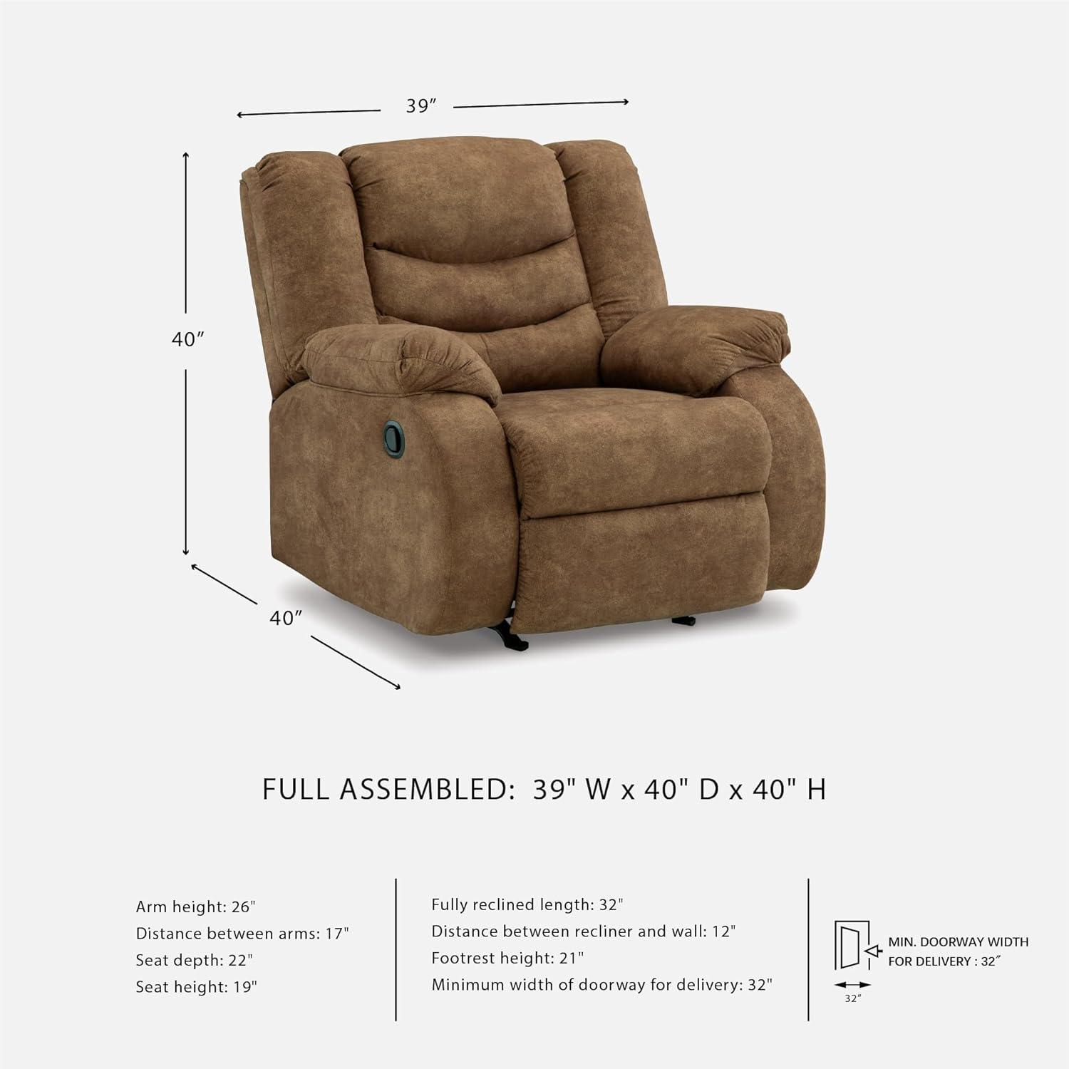 imageSignature Design by Ashley Partymate Contemporary Faux Leather Manual Rocker Recliner Dark BrownLight Brown