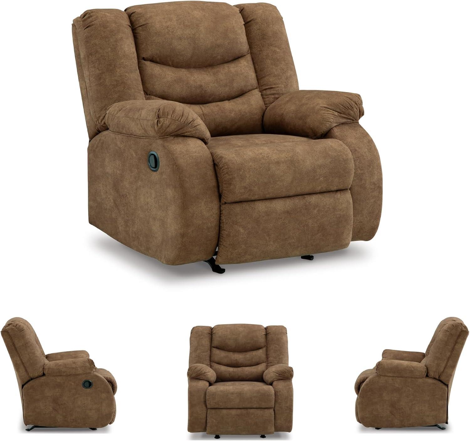 imageSignature Design by Ashley Partymate Contemporary Faux Leather Manual Rocker Recliner Dark BrownLight Brown