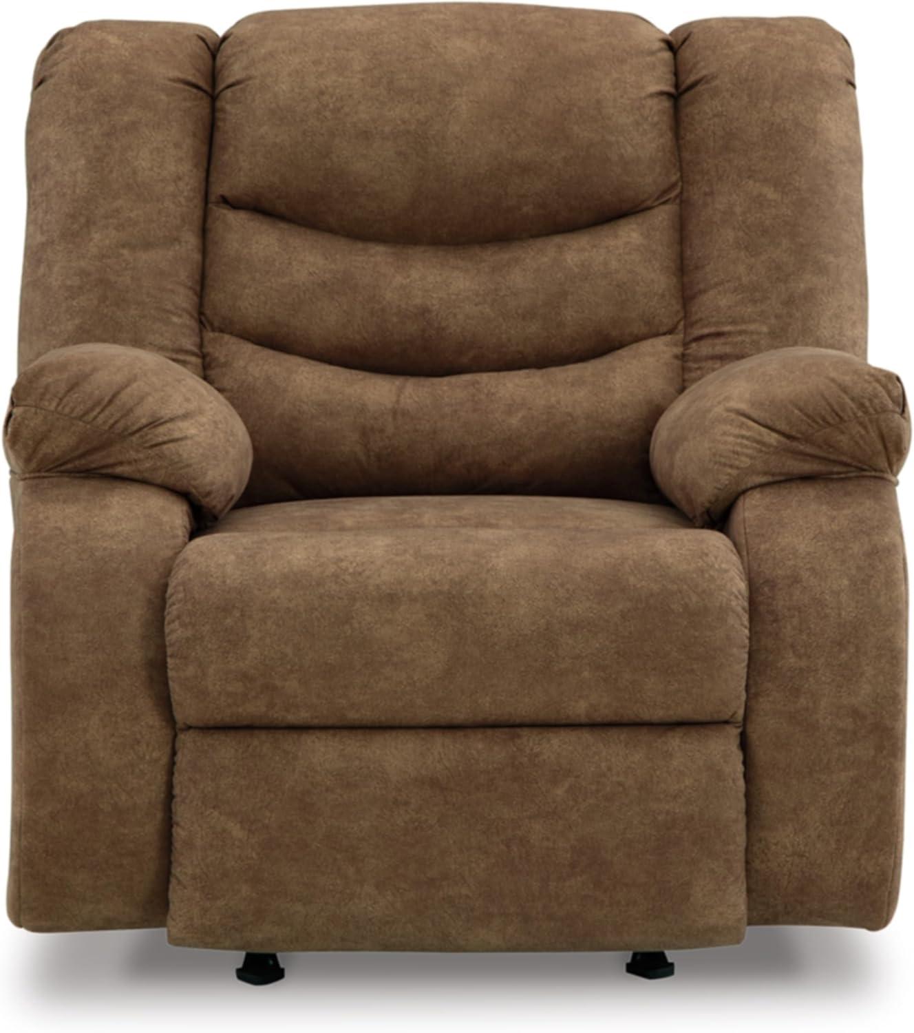 imageSignature Design by Ashley Partymate Contemporary Faux Leather Manual Rocker Recliner Dark BrownLight Brown