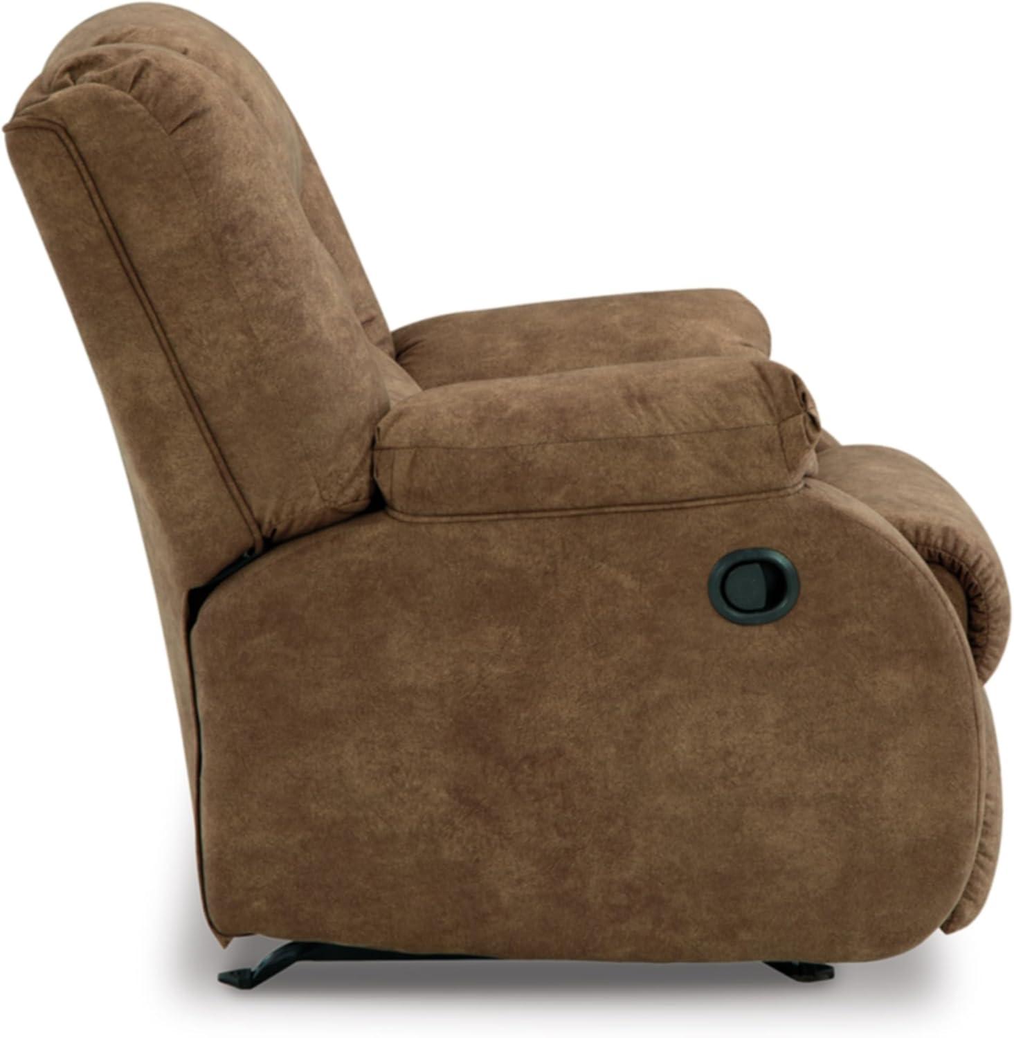 imageSignature Design by Ashley Partymate Contemporary Faux Leather Manual Rocker Recliner Dark BrownLight Brown