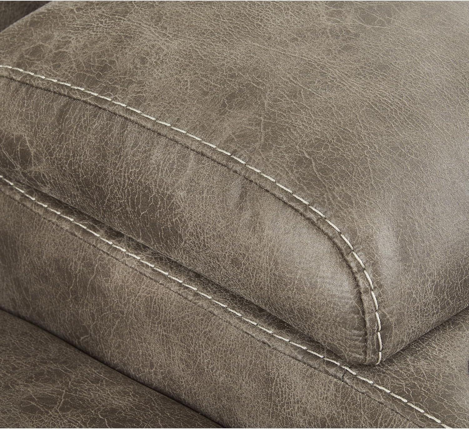 imageSignature Design by Ashley Ravenel Contemporary Faux Leather LeftArm Facing 3Piece Power Reclining Sectional with Armrest Storage and USB Port Dark Brown
