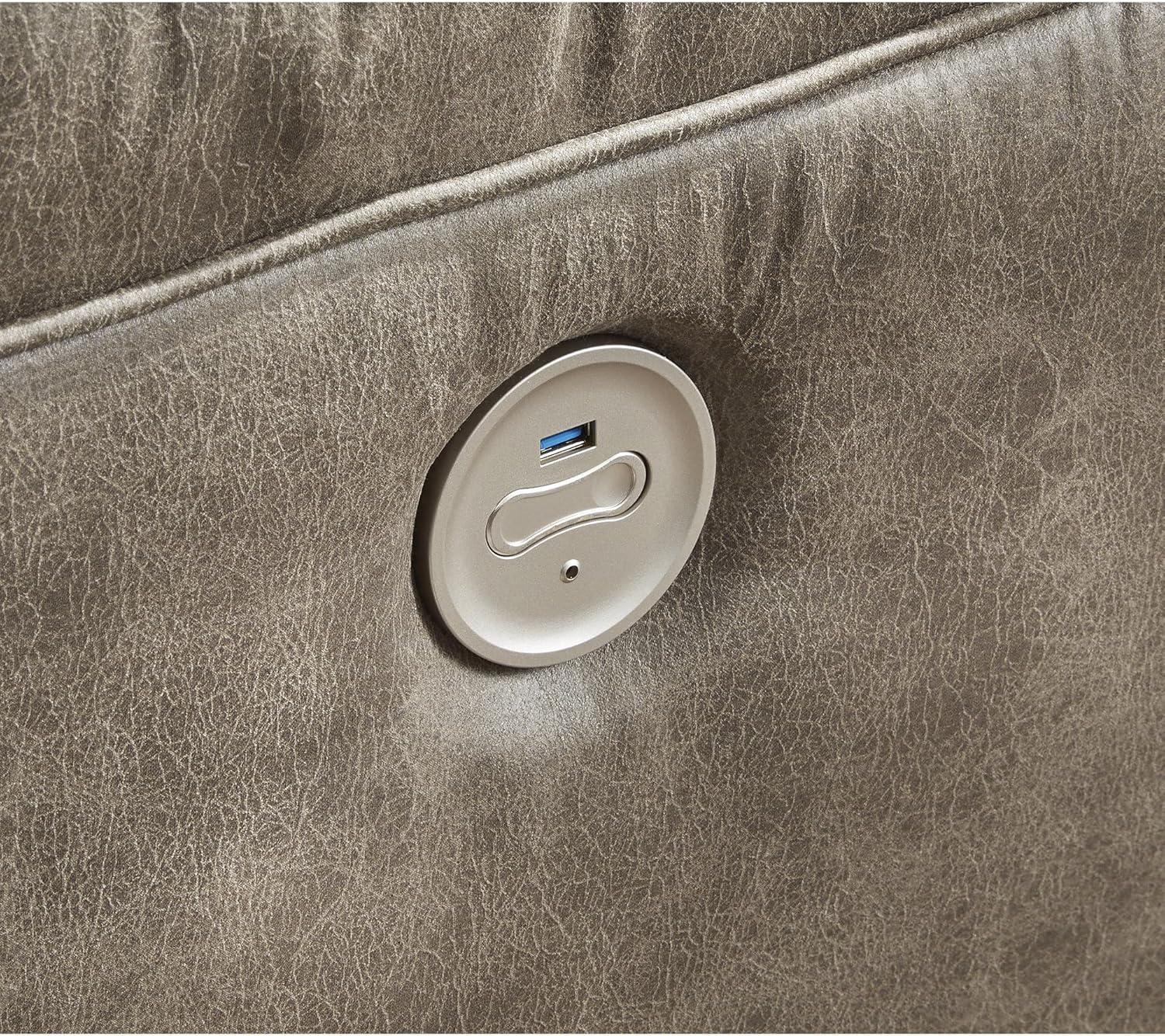 imageSignature Design by Ashley Ravenel Contemporary Faux Leather RightArm Facing 3Piece Power Reclining Sectional with Armrest Storage and USB Port Dark Brown