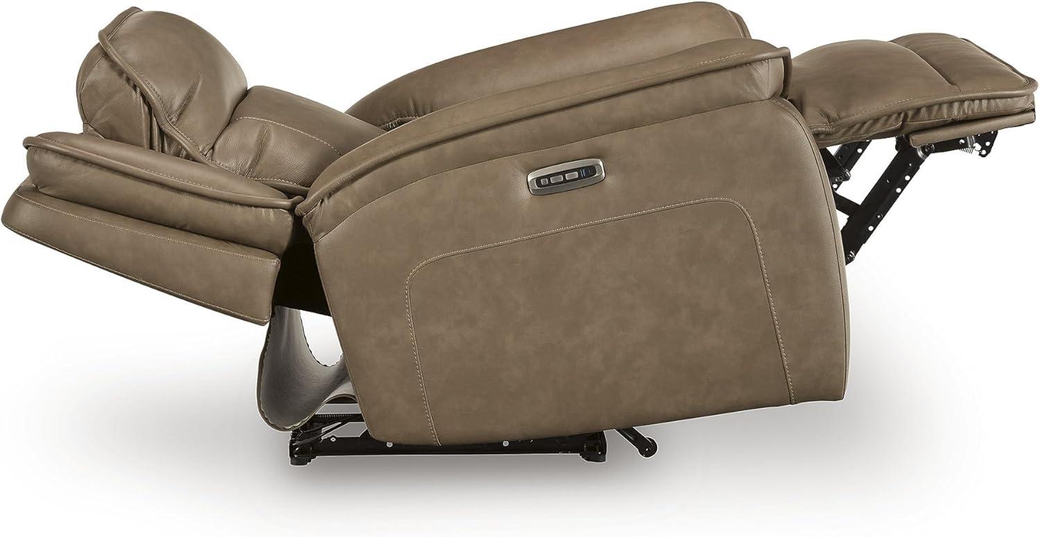 imageSignature Design by Ashley Rondelay Modern Leather Match Power Recliner with USB Port Charging and Adjustable Headrest Dark Brown