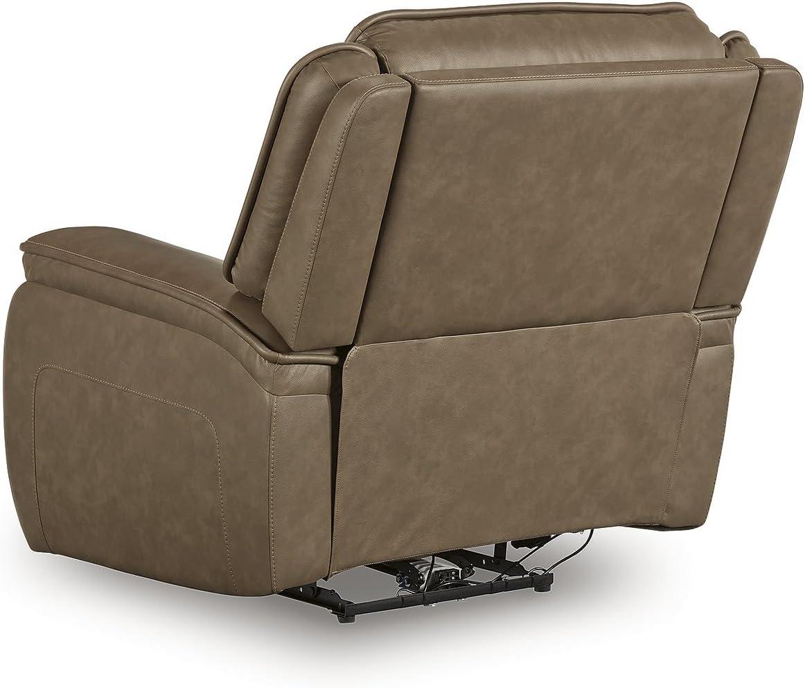 imageSignature Design by Ashley Rondelay Modern Leather Match Power Recliner with USB Port Charging and Adjustable Headrest Dark Brown