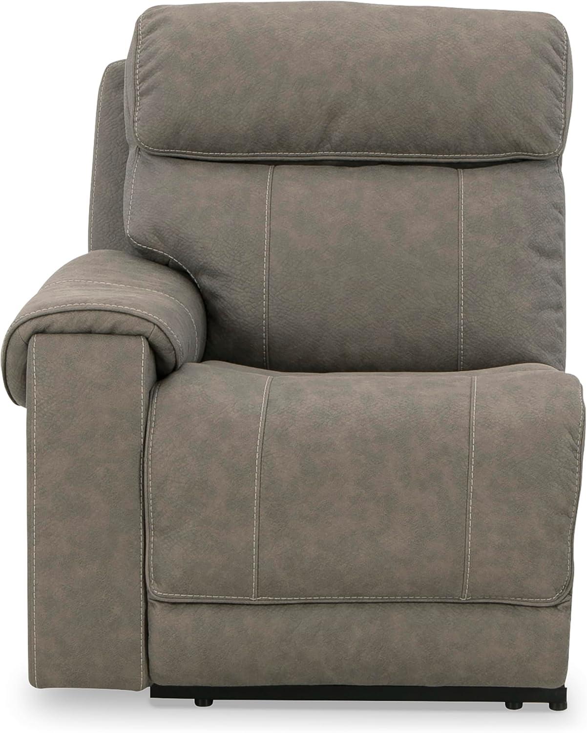 imageSignature Design by Ashley Starbot Contemporary Faux Leather Wall Hugger 2Piece Power Reclining Sectional Loveseat with Adjustable Headrest PopOut Cup Holders and USB Ports Gray