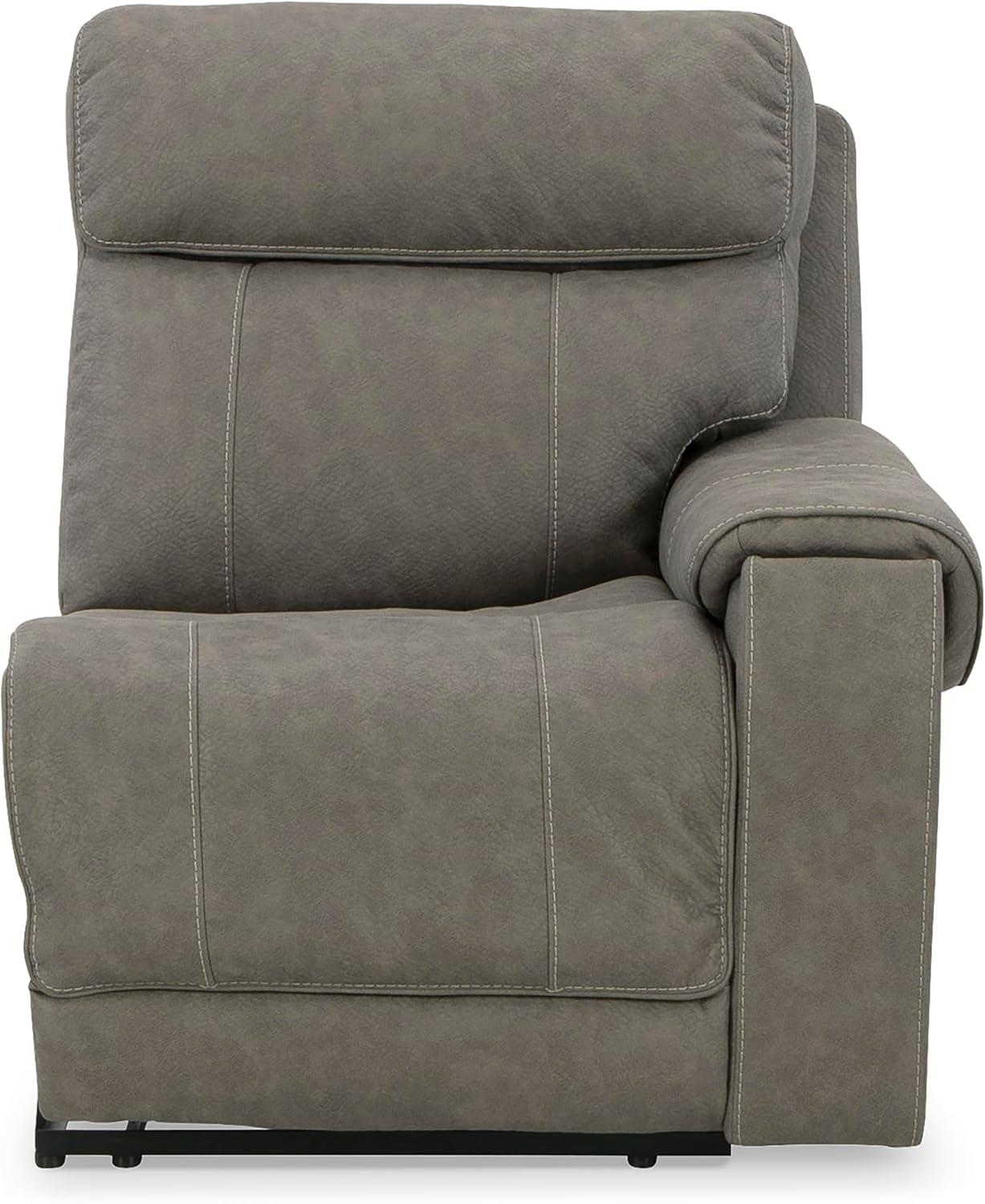 imageSignature Design by Ashley Starbot Contemporary Faux Leather Wall Hugger 2Piece Power Reclining Sectional Loveseat with Adjustable Headrest PopOut Cup Holders and USB Ports Gray