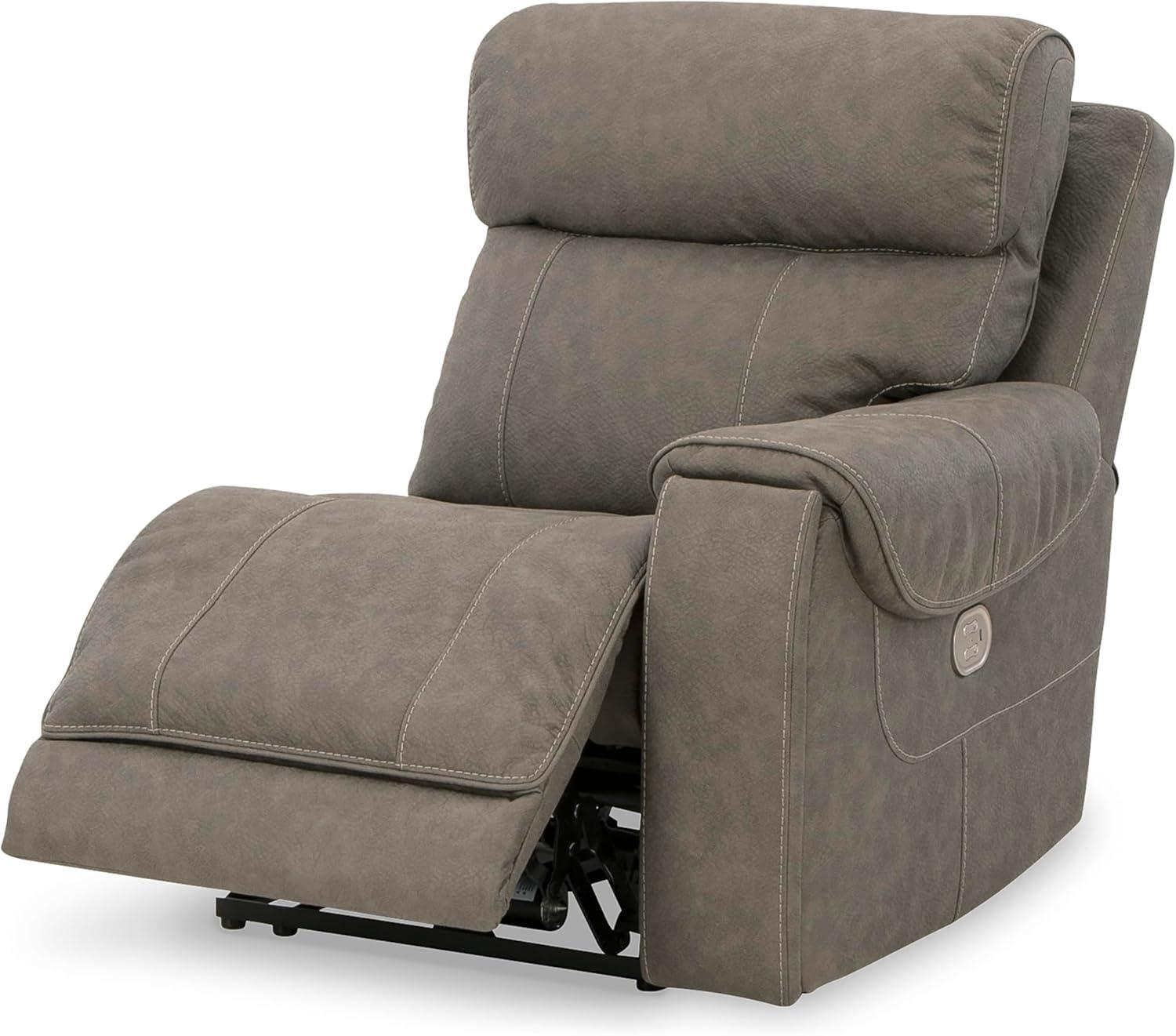 imageSignature Design by Ashley Starbot Contemporary Faux Leather Wall Hugger 2Piece Power Reclining Sectional Loveseat with Adjustable Headrest PopOut Cup Holders and USB Ports Gray