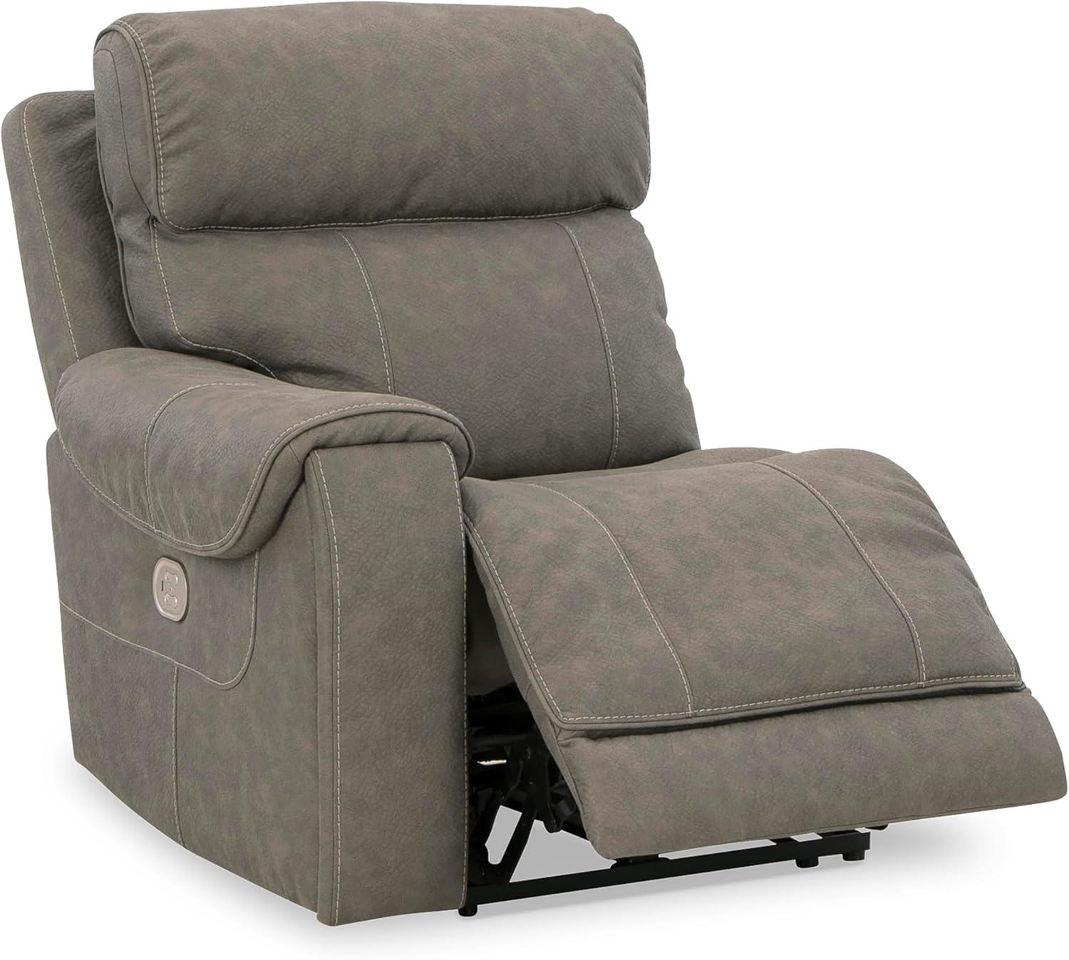 imageSignature Design by Ashley Starbot Contemporary Faux Leather Wall Hugger 2Piece Power Reclining Sectional Loveseat with Adjustable Headrest PopOut Cup Holders and USB Ports Gray