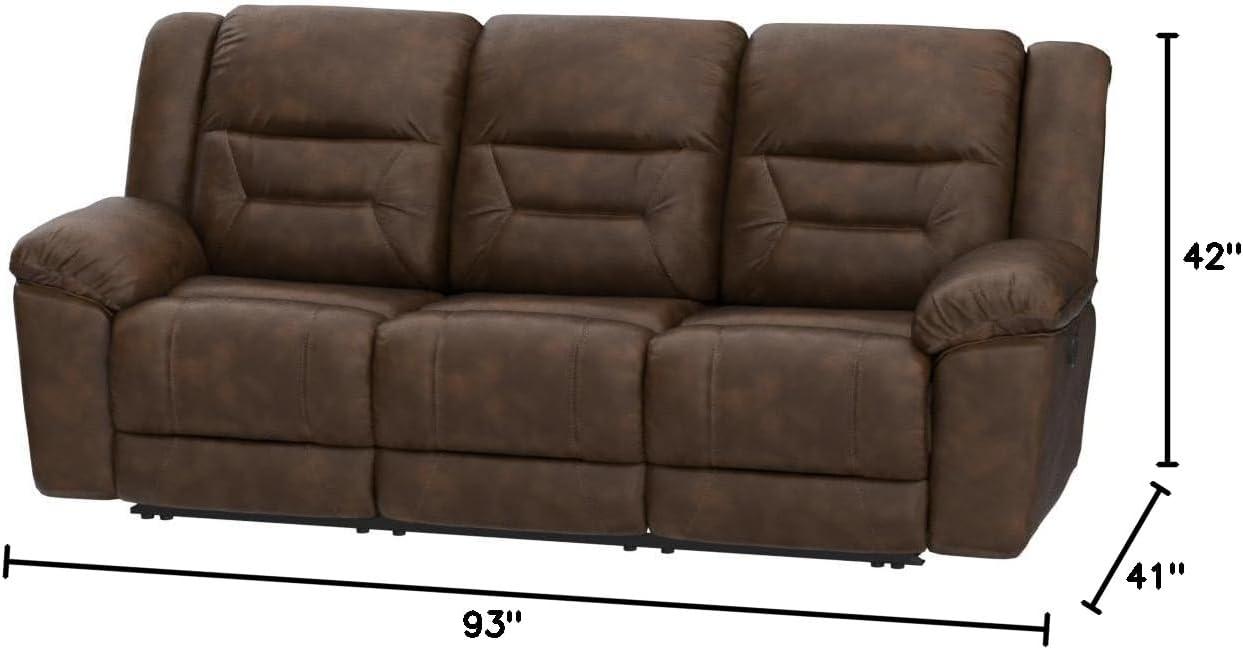 imageSignature Design by Ashley Stoneland Faux Leather Manual Double Reclining Loveseat with Center Console Dark BrownBrown