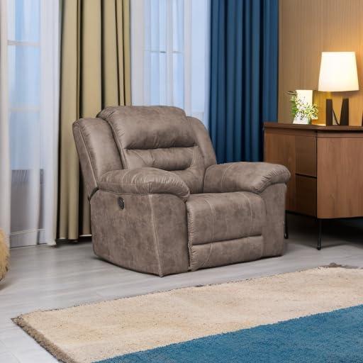 imageSignature Design by Ashley Stoneland Faux Leather Manual Double Reclining Loveseat with Center Console Dark BrownGrey