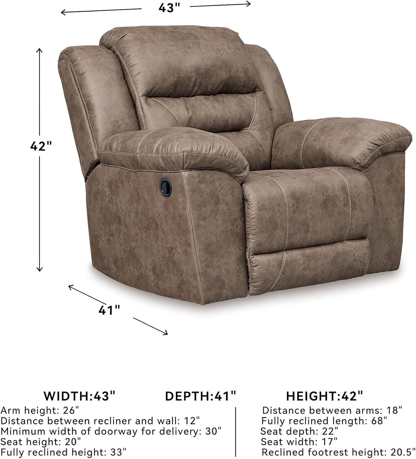 imageSignature Design by Ashley Stoneland Faux Leather Manual Double Reclining Loveseat with Center Console Dark BrownGrey