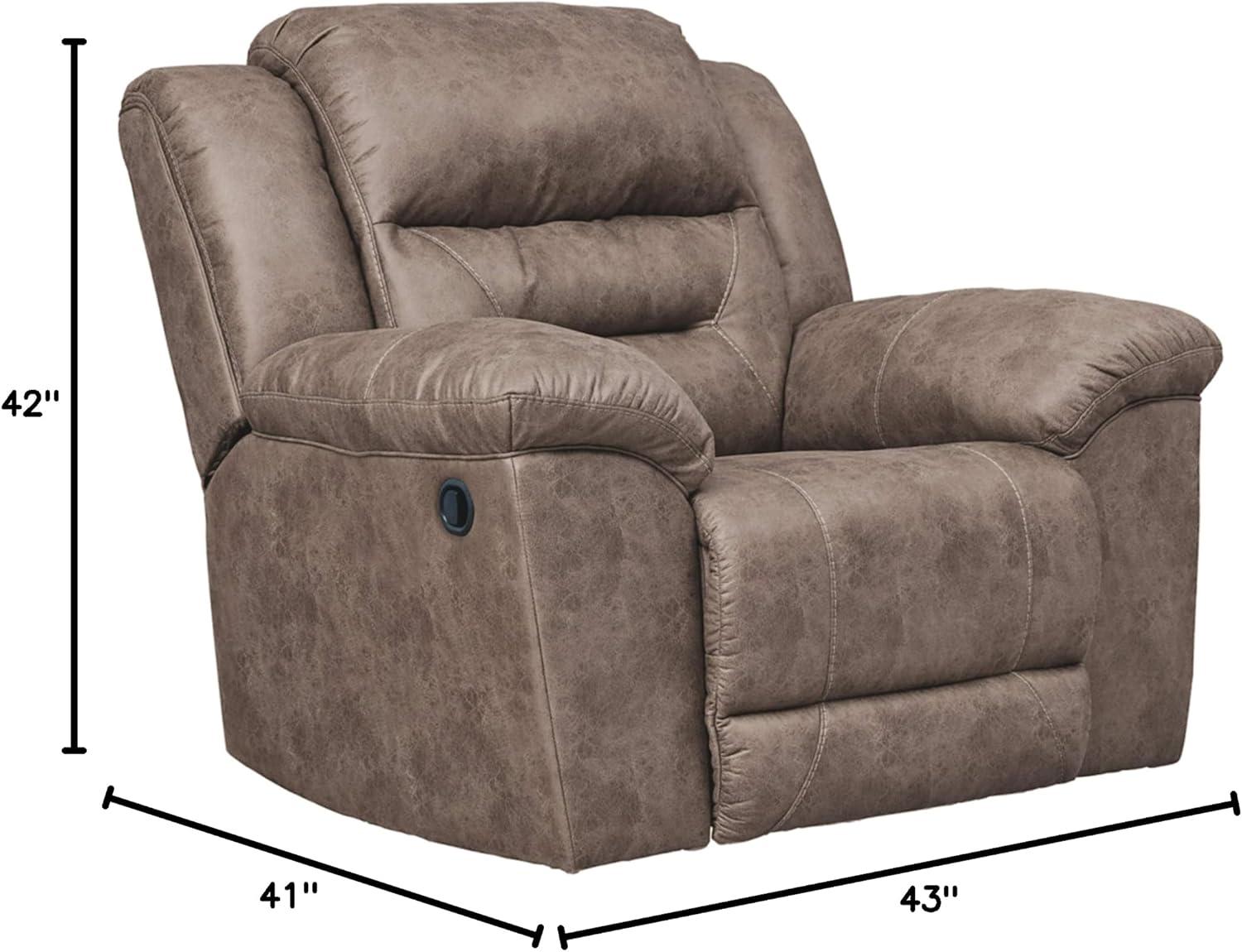 imageSignature Design by Ashley Stoneland Faux Leather Manual Double Reclining Loveseat with Center Console Dark BrownGrey