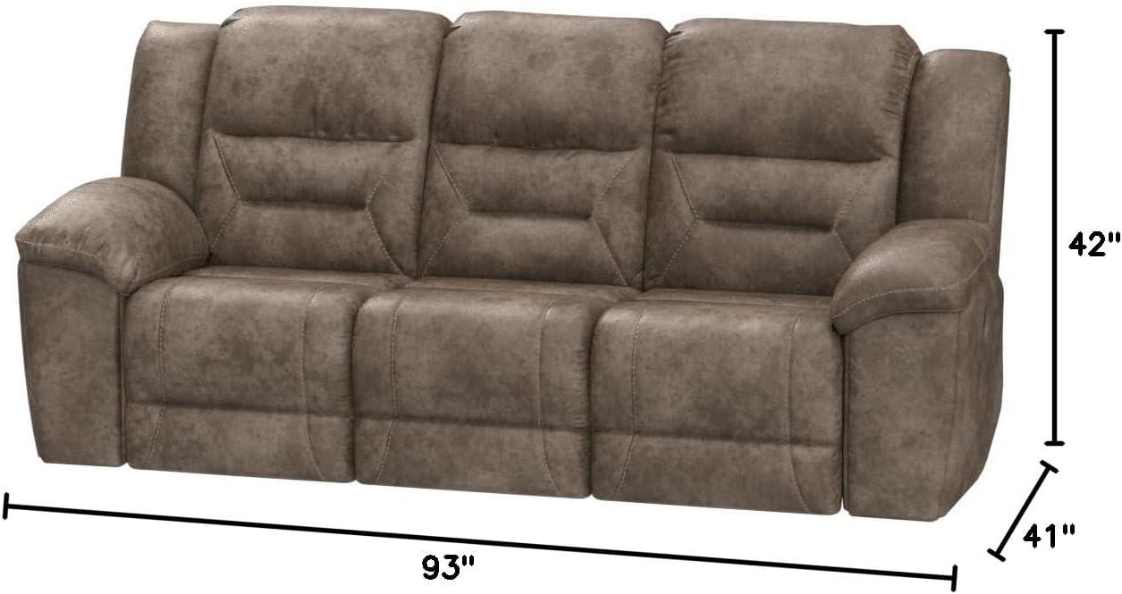 imageSignature Design by Ashley Stoneland Faux Leather Manual Double Reclining Loveseat with Center Console Dark BrownGrey