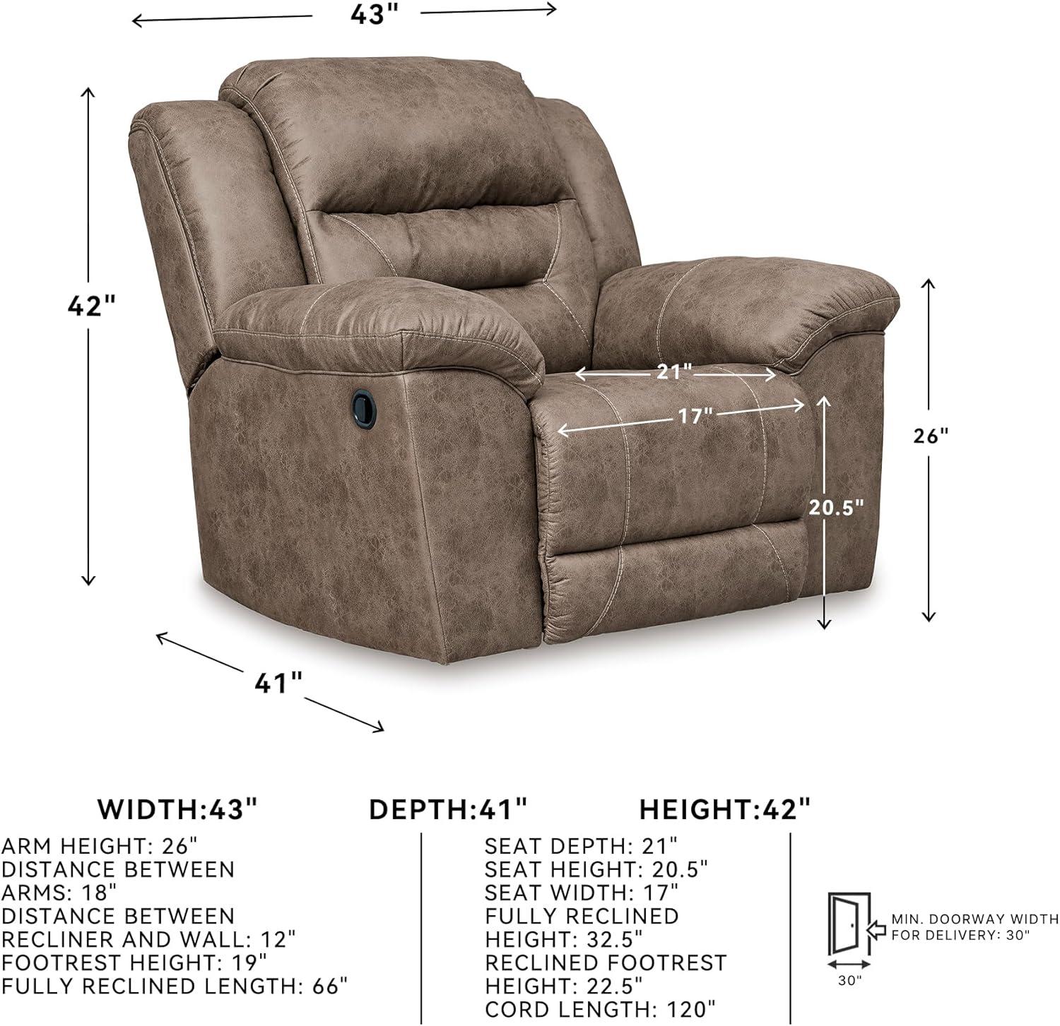 imageSignature Design by Ashley Stoneland Faux Leather Manual Double Reclining Loveseat with Center Console Dark BrownGrey