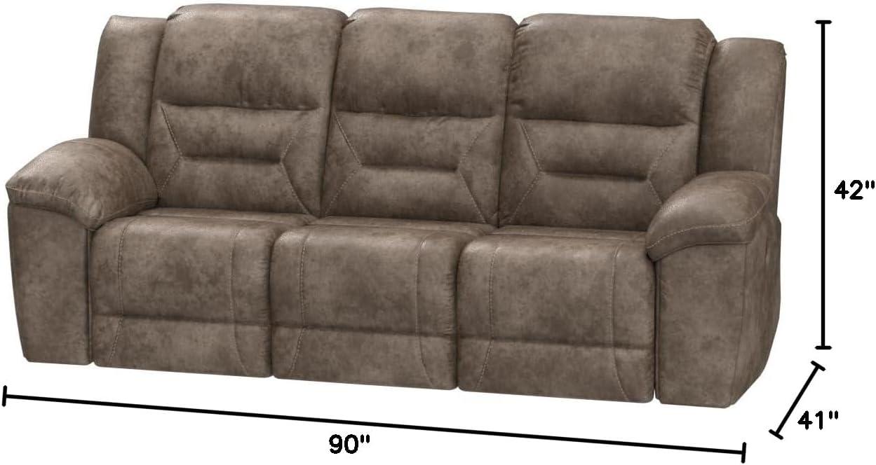 imageSignature Design by Ashley Stoneland Faux Leather Power Double Reclining Loveseat with Center Console Dark BrownGrey