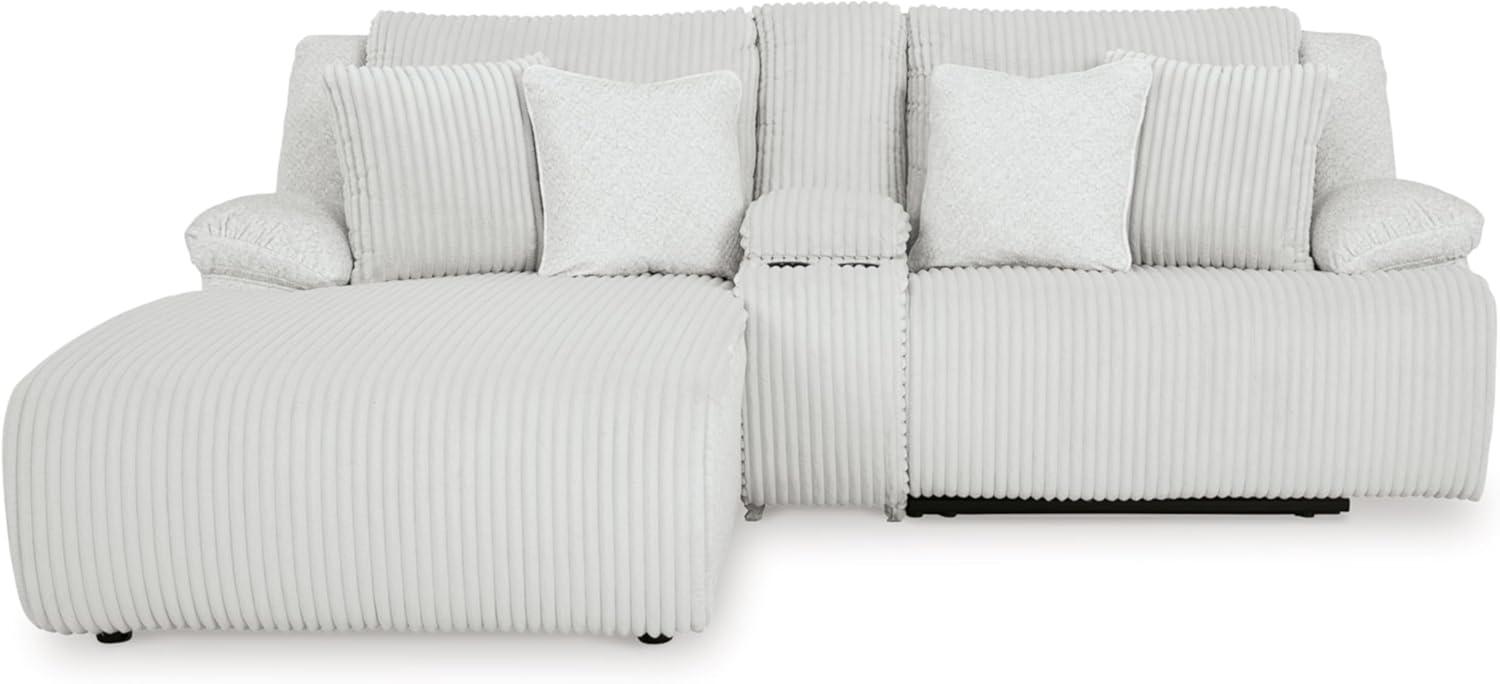 imageSignature Design by Ashley Top Tier Casual LShaped LeftArm Facing 3Piece Reclining Sectional Sofa with Chaise Console Storage and 4 Accent Pillows White