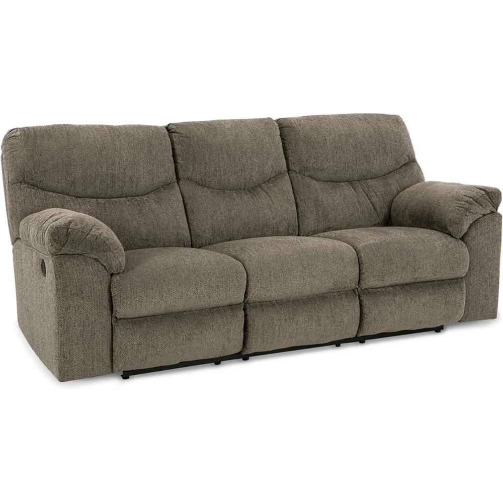 imageSignature Design by Ashley Alphons Transitional Tufted Reclining Sofa Light GrayBrown