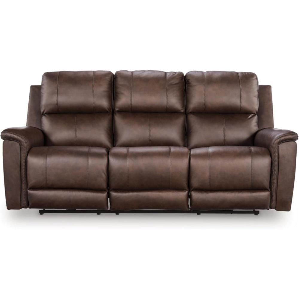 imageSignature Design by Ashley Beryton Power Reclining Loveseat with Console amp Adjustable Headrest USBA amp USBC Charging Leather 75 W x 41 D x 43 H BrownPower Reclining Sofa
